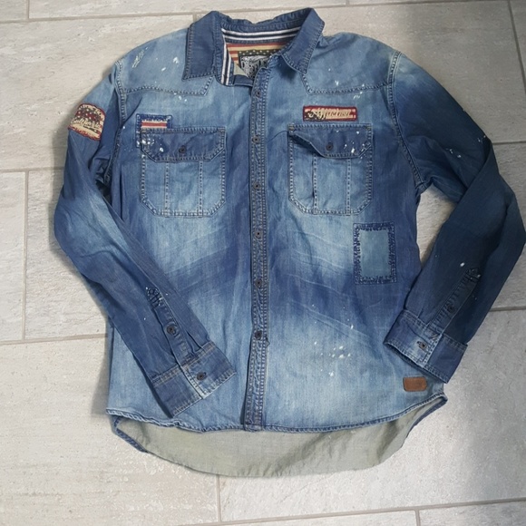 AFFLICTION Denim shirt.NEVER WORN - Picture 1 of 4